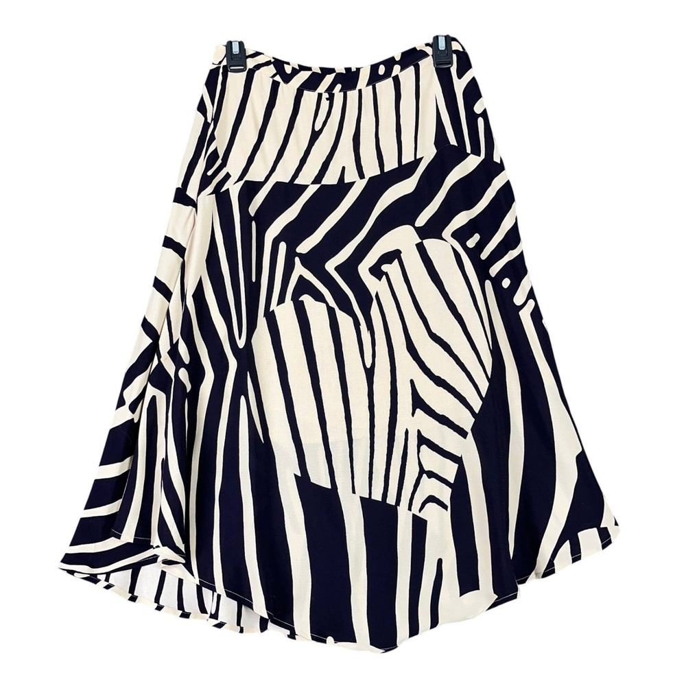 Maeve Abstract Zebra Print Skirt Womens US 6 High Waist Midi Flowy Statement‎